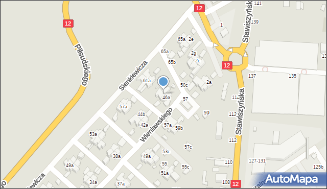 Kalisz, Wieniawskiego Henryka, 46b, mapa Kalisza