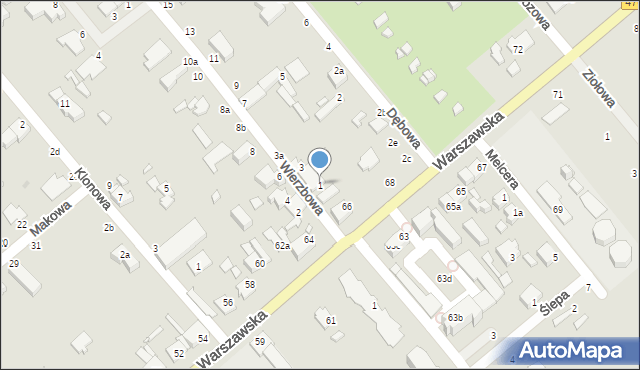 Kalisz, Wierzbowa, 1, mapa Kalisza