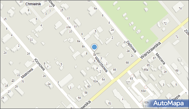 Kalisz, Wierzbowa, 3a, mapa Kalisza