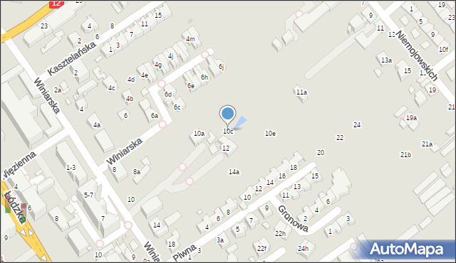 Kalisz, Winiarska, 10c, mapa Kalisza