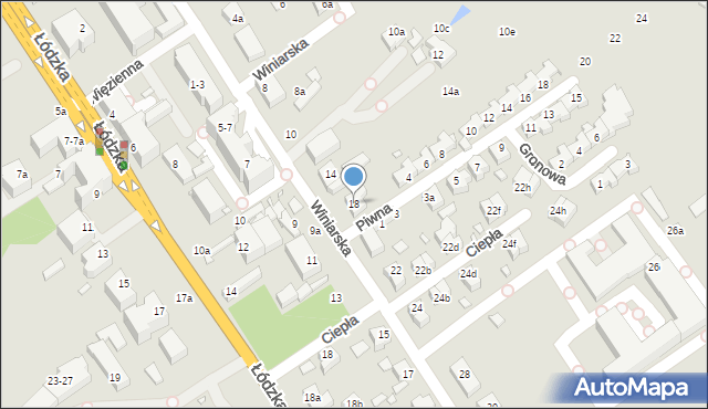 Kalisz, Winiarska, 18, mapa Kalisza