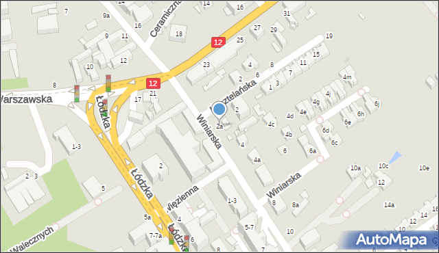 Kalisz, Winiarska, 2a, mapa Kalisza