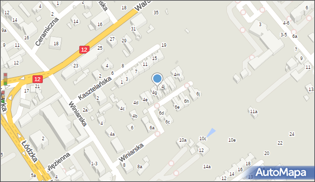 Kalisz, Winiarska, 4h, mapa Kalisza