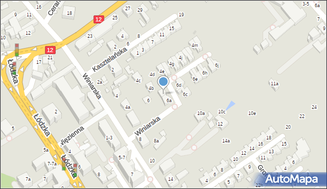Kalisz, Winiarska, 6b, mapa Kalisza