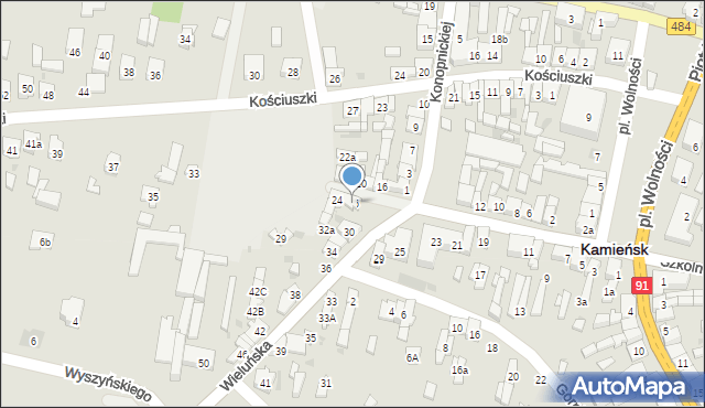 Kamieńsk, Wieluńska, 26, mapa Kamieńsk