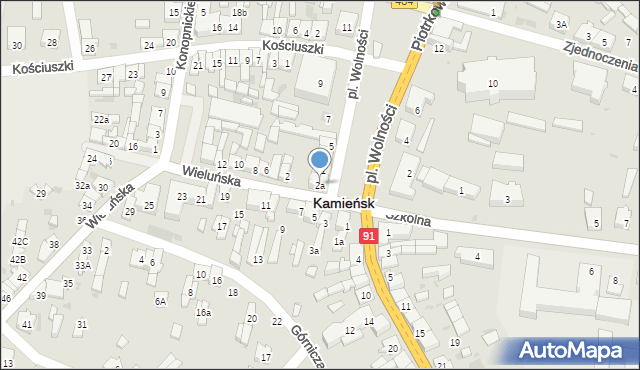 Kamieńsk, Wieluńska, 2a, mapa Kamieńsk