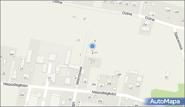 Kampinos, Wierzbowa, 4, mapa Kampinos