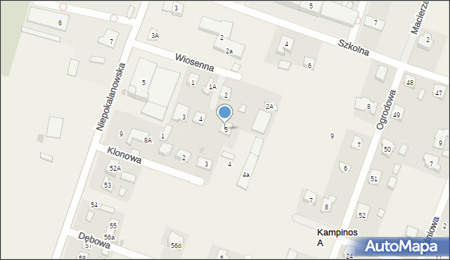 Kampinos, Wiosenna, 5, mapa Kampinos