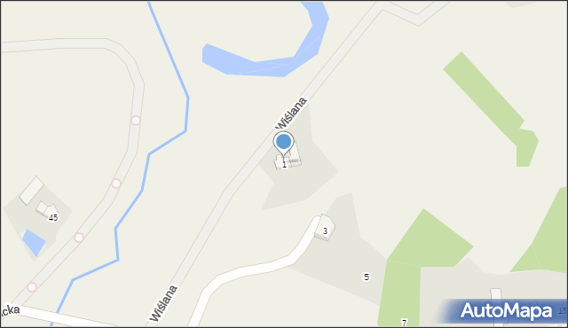 Kaniów, Wiślana, 1, mapa Kaniów