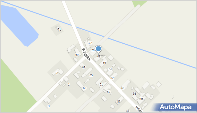 Kaniów, Wiejska, 68, mapa Kaniów