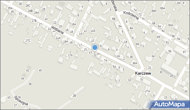 Karczew, Wiślana, 11, mapa Karczew