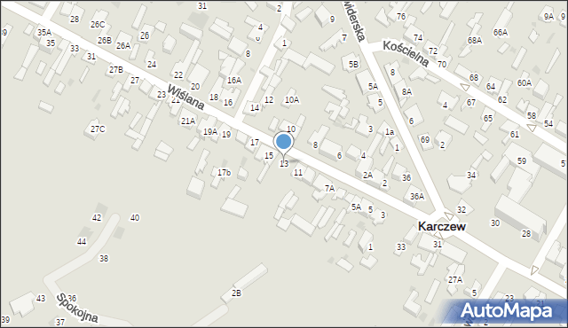Karczew, Wiślana, 13, mapa Karczew