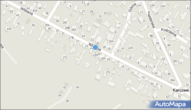 Karczew, Wiślana, 21A, mapa Karczew