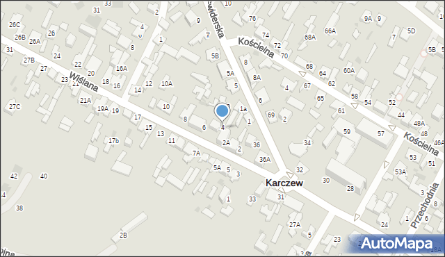 Karczew, Wiślana, 4, mapa Karczew