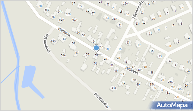 Karczew, Wiślana, 53, mapa Karczew