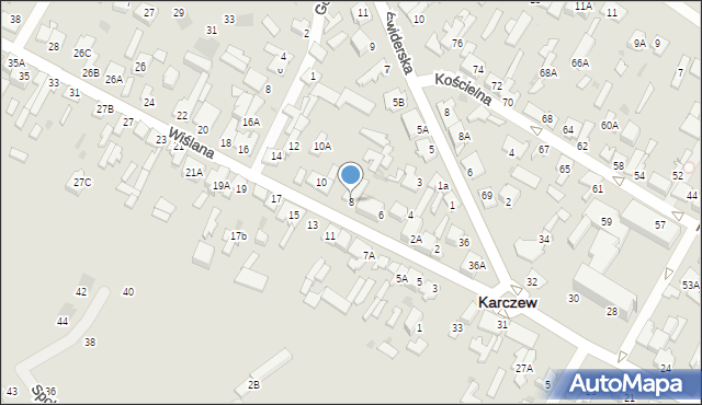 Karczew, Wiślana, 8, mapa Karczew