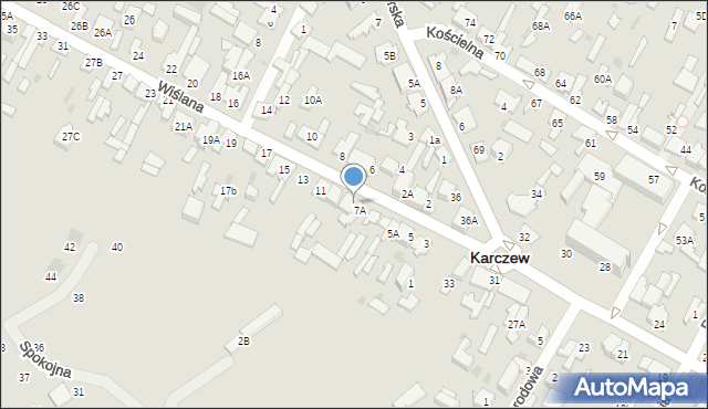 Karczew, Wiślana, 9, mapa Karczew