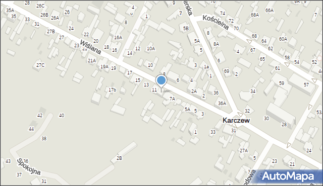 Karczew, Wiślana, 9A, mapa Karczew