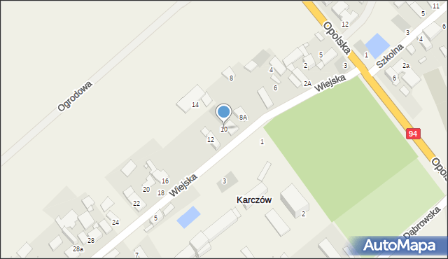 Karczów, Wiejska, 10, mapa Karczów