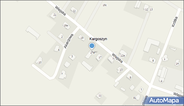 Kargoszyn, Wiejska, 17a, mapa Kargoszyn