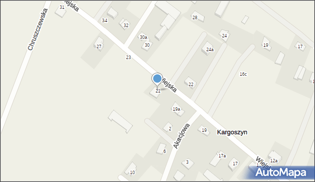 Kargoszyn, Wiejska, 21, mapa Kargoszyn