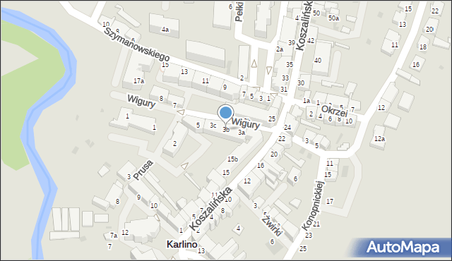Karlino, Wigury Stanisława, inż. pil., 3b, mapa Karlino
