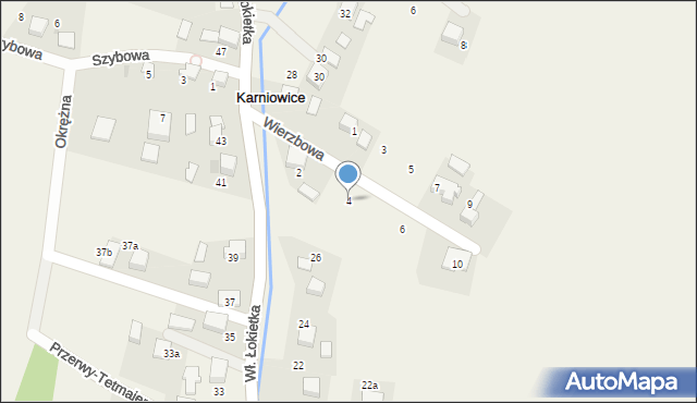 Karniowice, Wierzbowa, 4, mapa Karniowice