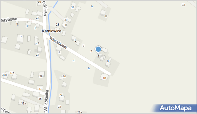 Karniowice, Wierzbowa, 7, mapa Karniowice