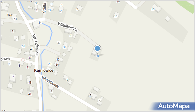 Karniowice, Witkiewicza, 8, mapa Karniowice