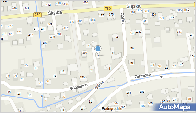 Kaszów, Wiosenna, 2, mapa Kaszów