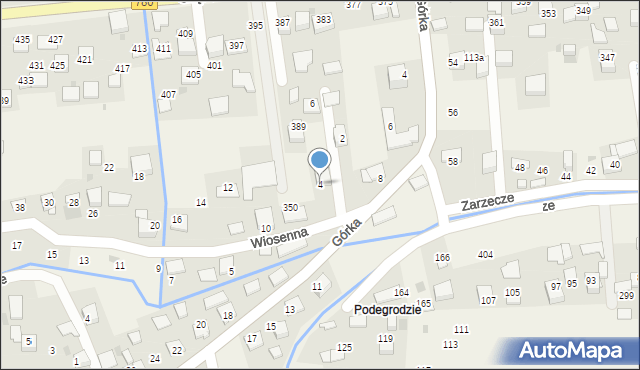 Kaszów, Wiosenna, 4, mapa Kaszów