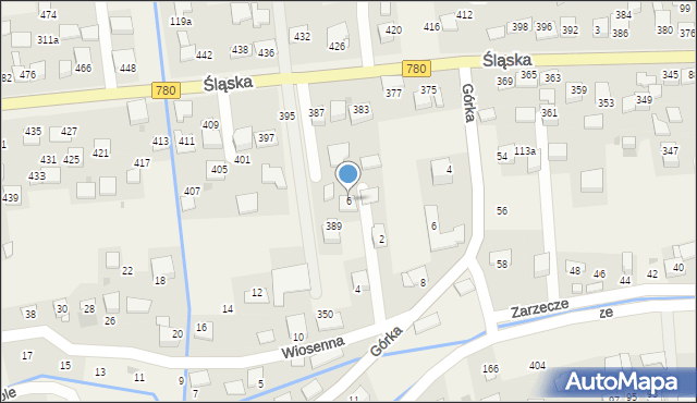 Kaszów, Wiosenna, 6, mapa Kaszów