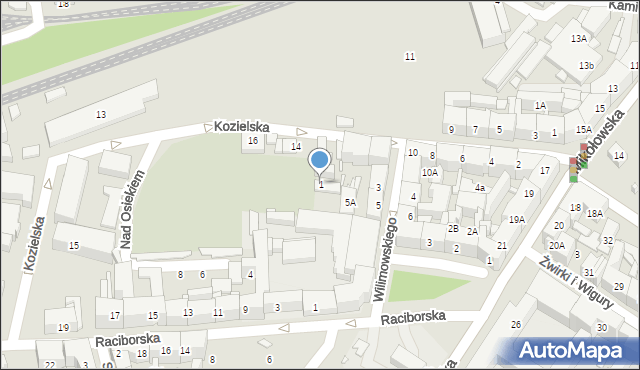 Katowice, Wilimowskiego Maksymiliana, 1, mapa Katowic