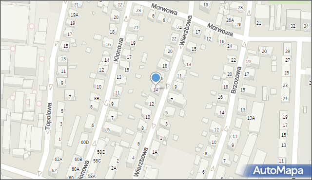 Katowice, Wierzbowa, 14, mapa Katowic