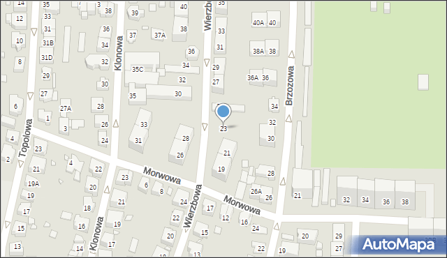 Katowice, Wierzbowa, 23, mapa Katowic