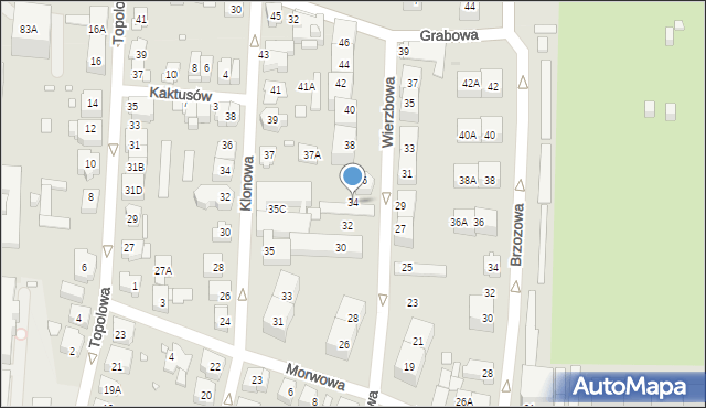 Katowice, Wierzbowa, 34, mapa Katowic