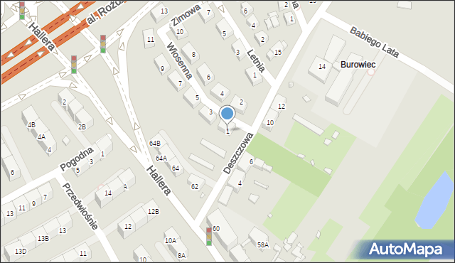 Katowice, Wiosenna, 1, mapa Katowic