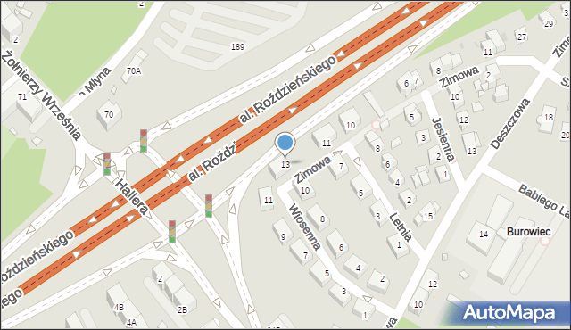 Katowice, Wiosenna, 13, mapa Katowic