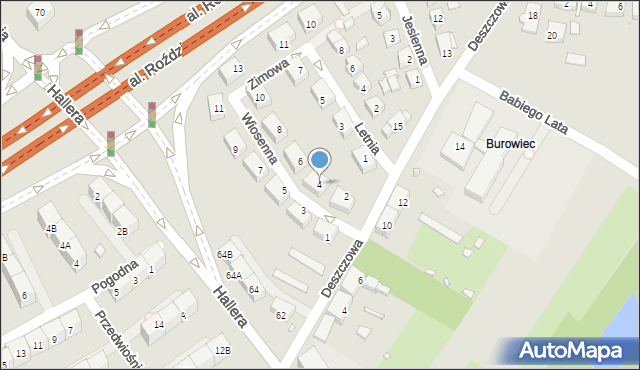 Katowice, Wiosenna, 4, mapa Katowic