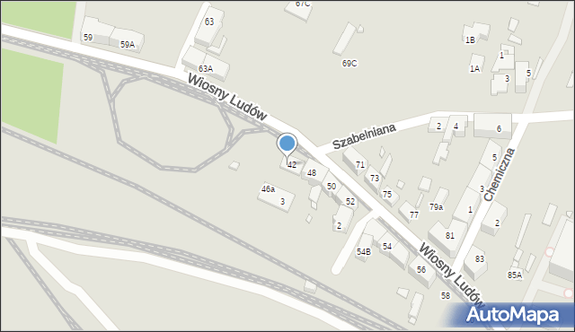 Katowice, Wiosny Ludów, 44, mapa Katowic