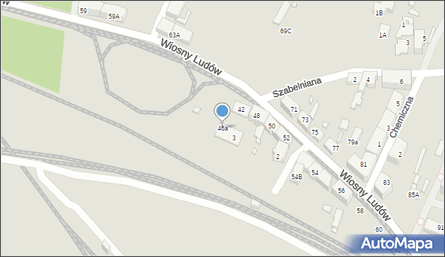 Katowice, Wiosny Ludów, 46a, mapa Katowic