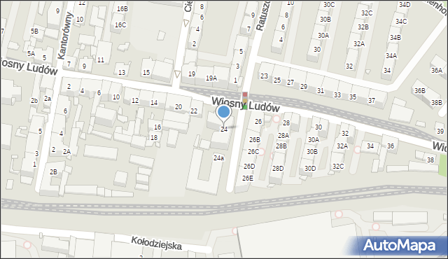 Katowice, Wiosny Ludów, 24, mapa Katowic