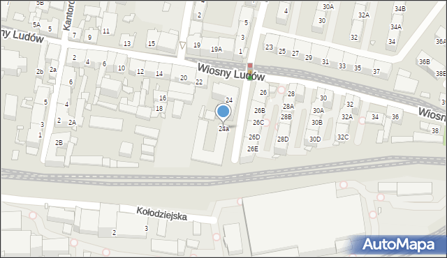 Katowice, Wiosny Ludów, 24a, mapa Katowic