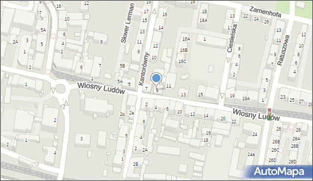 Katowice, Wiosny Ludów, 9, mapa Katowic