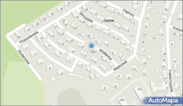 Katowice, Widłaków, 13, mapa Katowic