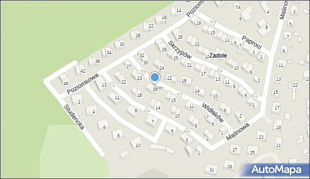 Katowice, Widłaków, 19, mapa Katowic