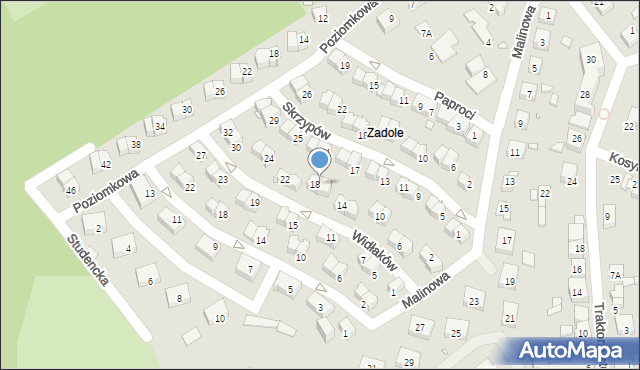 Katowice, Widłaków, 20, mapa Katowic