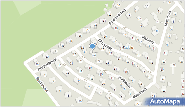 Katowice, Widłaków, 28, mapa Katowic