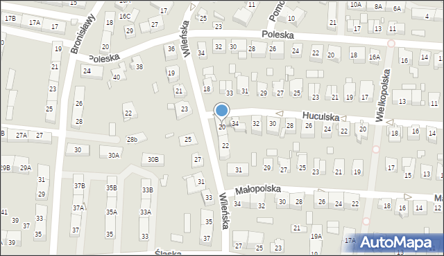 Katowice, Wileńska, 20, mapa Katowic