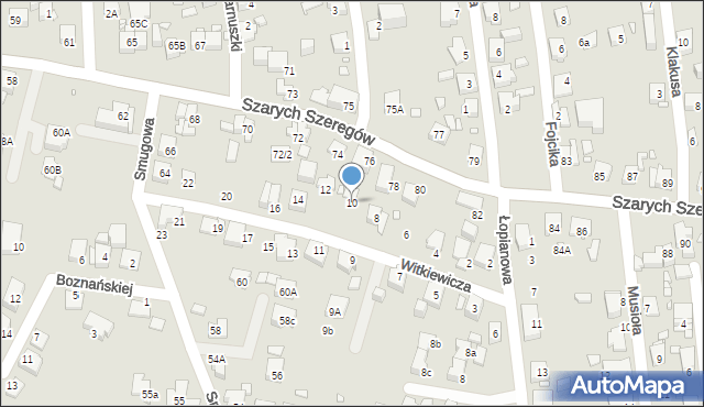 Katowice, Witkiewicza Stanisława Ignacego, 10, mapa Katowic